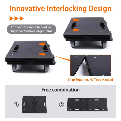 ✝️ Furniture Dolly,Furniture Movers Dollys with Wheels,16in-11in 500lbs Capacity,interlocking design for easier transportation.