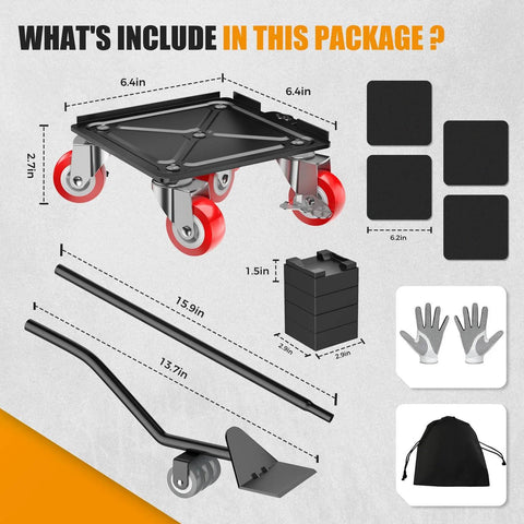 ✝️ 2000LBS Heavy Duty Furniture Dolly & Mover - 6.4" Carbon Steel Panel with 5X 360° Wheels, Non-Slip Sliders & Lifter for Sofa, Piano, Appliances (Red) designed for smooth motion and stable alignment in automation and mechanical systems, 1-pack for
