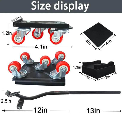 ✝️ Furniture Dolly Movers with 5 Wheels, Furniture Sliders Lifters Tool Set for Moving Heavy Duty, 1-pack size display with measurements