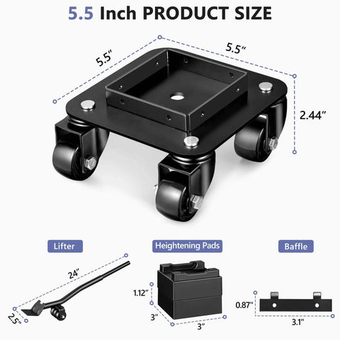 Dimensions and components of 1500LBS Furniture Movers with Wheels, Heavy Duty Furniture Dolly Set of 4, Dolly Kit Furniture Lifter Tool