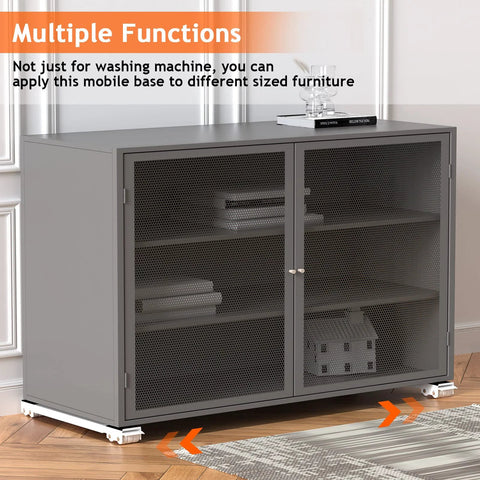 Gray cabinet on ✝️ Furniture Washing Machine Dolly, Extendable Appliance Rollers Refrigerator Heavy Duty, Washing Machine Stand Wheels