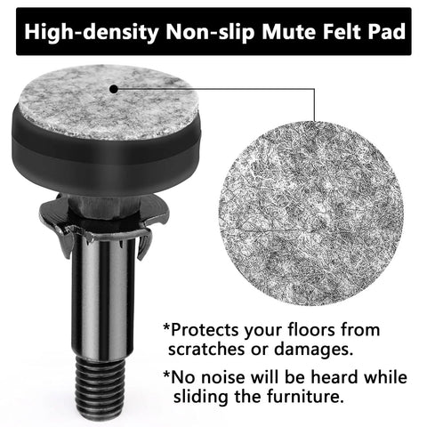 Heavy Duty M10 Furniture Levelers With T Nut Kit featuring non-slip mute felt pad detail