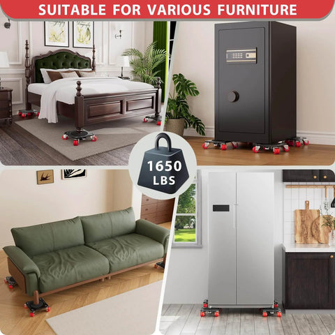 Furniture Mover Ultra with 8 Wheels – All-New Upgraded Heavy Item Moving Tool Double-Wheeled Low-Profile Dolly underneath furniture