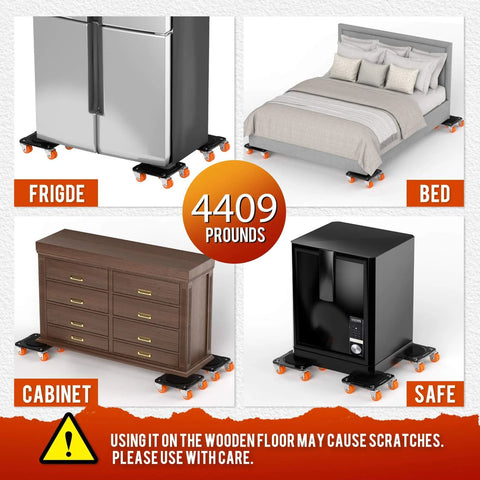 ✝️ Furniture Mover Ultra Plus with 10 Wheels – All-New Double-Wheel Design, Full Carbon Steel Heavy Duty Dolly moving fridge, bed, cabinet, and safe, supports up to 4409 lbs