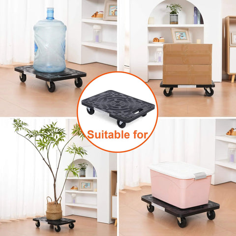 Furniture Movers Dolly With Wheels - 200 lb. Capacity in use with water jug, boxes, plant, and cooler
