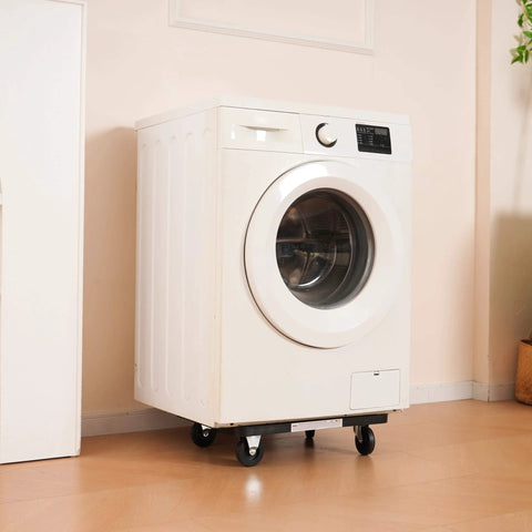 Washing machine on Furniture Movers Dolly With Wheels - 200 lb. Capacity for smooth motion and stable alignment, shown in use.