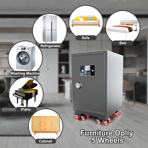 Furniture Dolly Set 5 Wheels Heavy Duty, Furniture Movers with Silent Rubber Wheels, 360° Rotation with Brake, 1400Lbs Load Capacity.