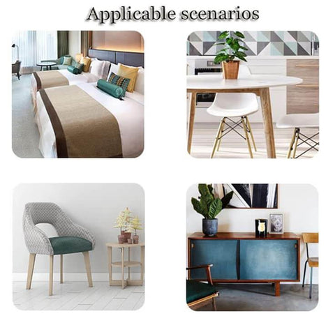 Various scenarios featuring modern furniture arrangements in bedrooms, dining areas, living rooms, and lounges.