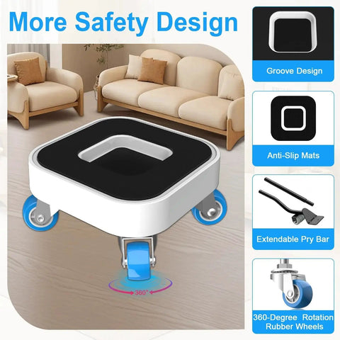 Heavy Duty Furniture Sliders With Wheels 360 Degree Rotatable Movers Dolly For Moving featuring anti-slip pads and groove design