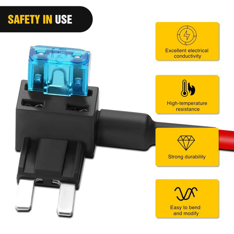 Close-up of Add A Circuit Fuse Adapter Kit For 12V Cars Trucks And Boats With Dual Fuse Holders, blue fuse.