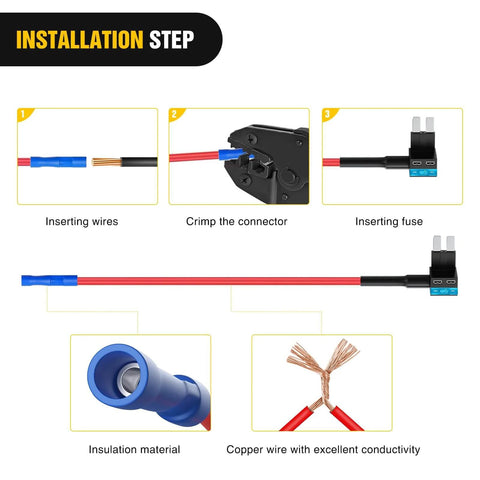 Installation steps for Add A Circuit Fuse Adapter Kit For 12V Cars Trucks And Boats With Dual Fuse Holders