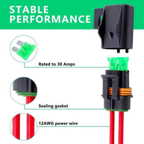 Diagram of Waterproof Inline Fuse Holder 12V With Cover 6 Pack For Automotive Marine And Outdoor Use, showing components.