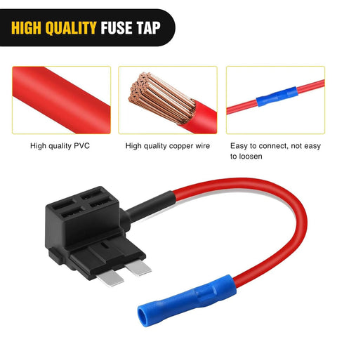 Add A Circuit Fuse Adapter Kit For 12V Cars Trucks And Boats With Dual Fuse Holders Standard And Mini TAP Blade Fuses