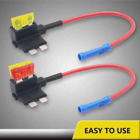 10 Pack 12V Car Add A Circuit Fuse Tap Adapter Kit With Dual Slot ATO ATC Blade Fuse Holders And Ten 10A And 20A Fuses Easy No Splice Install