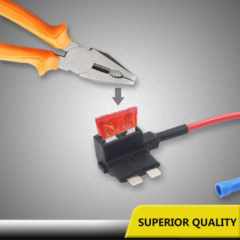 10 Pack 12V Car Add A Circuit Fuse Tap Adapter Kit with Dual Slot ATO ATC Blade Fuse Holders and Fuse Installation