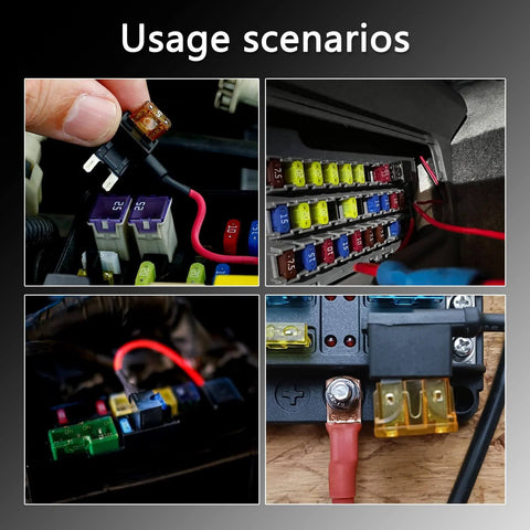 16 Pack Car Add A Circuit Fuse Tap Kit With Four Tap Types Standard Mini Micro2 And Low Profile 12V Fuse Taps in use