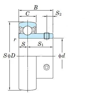 FYH Bearing 1 3/16 Bore SB206-19 Axle Insert Ball Mounted Bearings - VXB Ball Bearings