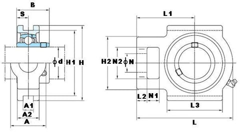 FYH Bearing 17mm UCT203E Take Up Mounted Bearings - VXB Ball Bearings