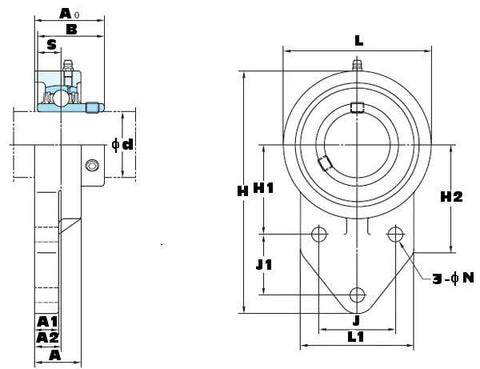 FYH Bearing UCFB201-8 1/2 Three bolt Flanged Mounted Bearings - VXB Ball Bearings