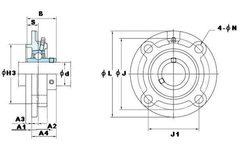 FYH UCFCX09 45mm Round Flanged Bearing Mounted Bearings - VXB Ball Bearings