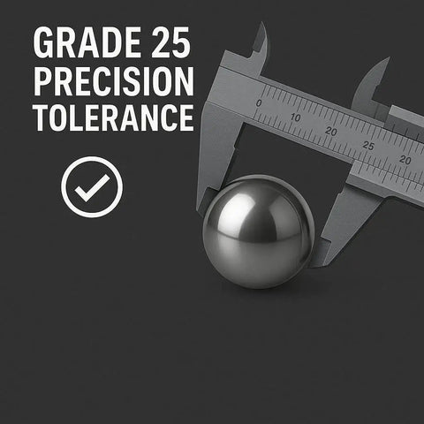 Two Pack One And One Quarter Inch Diameter 440 Stainless Steel Bearing Balls G25 Precision Grade For Industrial Machinery Mechanical Projects And Hobby Use Tough Workhorse with caliper measurement