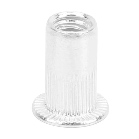 Close-up of a galvanized aluminum rivet nut from the 100Pcs Pull Riveting Nuts Kit For Aluminum Panels And Pipes With Storage Box, Assorted M3 To M10 Sizes