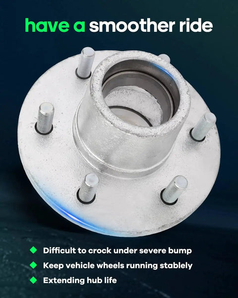 Boat Trailer Hub Kit With Hot Dip Galvanized Idler Hub And 6 Lug Bearing For 6000 Lbs, SCITOO Compatible, top view