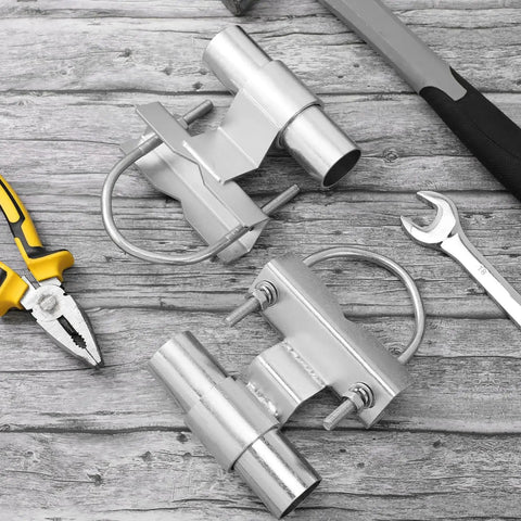 Two Pack Chain Link Fence Gate Brackets Universal Rolling Sliding Track Wall Mounts For Diameter From One And Five Eighths To Two And Seven Eighths Inch Track Pipe Post Galvanized Steel Coating Durable And Reliable Complete Gate Fitting Set