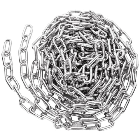 Coiled 1/4" x 19.69 Ft Metal Chain, Galvanized Iron Coil Chain, Heavy Duty Chain Links Metal Decorative Chain for versatile use.