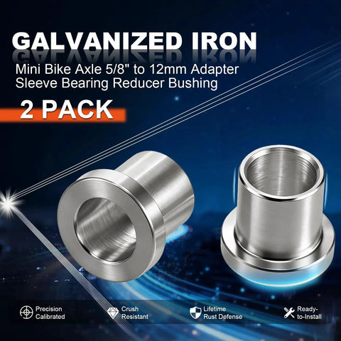 2 Pack Five Eighths Inch To Twelve Millimeter Adapter Sleeve Bearing Reducer Bushing For Mini Bike Axle In Galvanized Iron