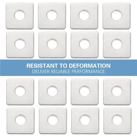 Durable galvanized square plate washers distribute load and reinforce fastenings for outdoor projects, set of 20, 0.55 in ID, 1.57 x 1.57 in OD