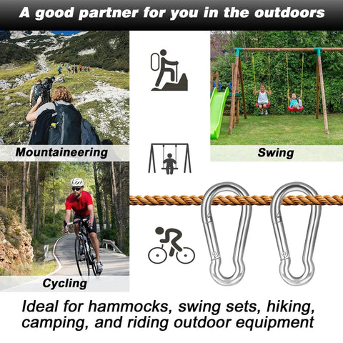 2.36 Inch M6 Carabiner Clips Heavy Duty Galvanized Steel Spring Snap Hooks 260Lbs Holding Capacity 40 Pack For Outdoor Activities