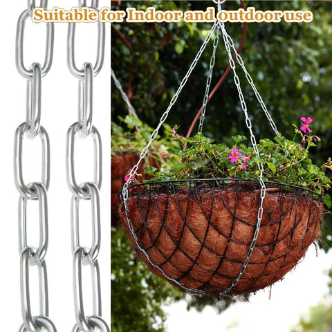 ✝️ 33Ft x 1/8'' Chain for Hanging, Galvanized Steel Decorative Chain Links for Indoor and Outdoor Plant Hanging Basket