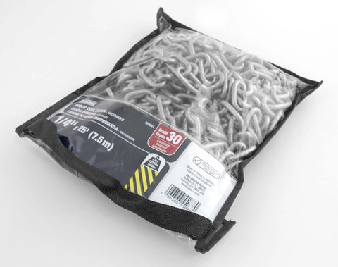 Packaged 559881 1/4-inch x 25 ft. Galvanized Steel Proof Tested Coil Chain with 1300 lb. Safe Working Load, Grade 30