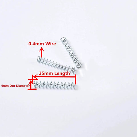 Pack Of 100 Heavy Duty Galvanized Steel Wire Compression Springs For Ballpoint Pens, 0.4mm Wire Diameter, 4mm Outer Diameter, 25mm Length, Zinc Plated, Replacement Springs For DIY Projects.