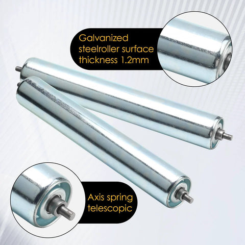 1.5'' Diameter Conveyor Rollers with Stands, 10'' Galvanized Steel Long Roller for Kayak Trailer, Conveyor Rollers Heavy Duty