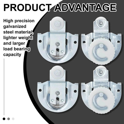 4 Piece Sliding Closet Door Hardware Rollers Wardrobe Cabinet Door Hangers Knob Adjustable Hooks with 8 Screws