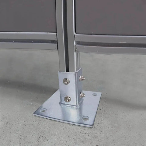 Durable galvanized steel post base provides secure support for single strut channel, square 4-hole mounting plate, 6x6 inch base