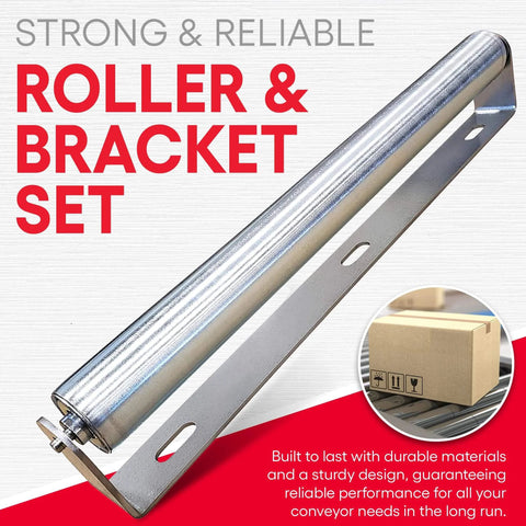 ✝️ Pack of 2 16" Long Roller & Bracket Set 1.5" Diameter Galvanized Steel Industrial Use Easy Install Reliable &