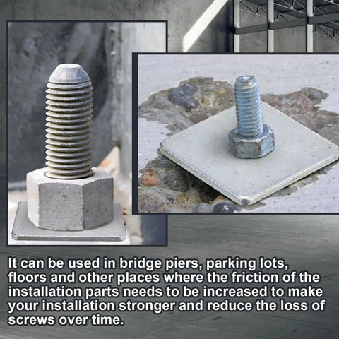 Keep fastenings secure with this 70 pack galvanized steel square washers set, shown installed in concrete block for stability
