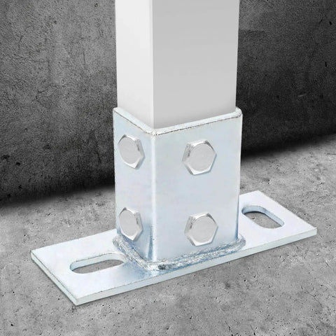 Four Pack U Post Base Brackets For 1 5 8 Inch Square Channel With Two Slotted Holes Heavy Duty Galvanized Steel