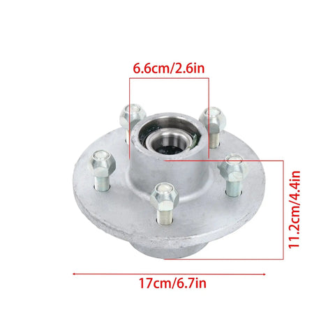 2 Pack Preassembled Galvanized Trailer Hub 5 Lug 4.5 Inch For 3500 Lb Spindle With Bearings And Seals Compatible With Spindle 84