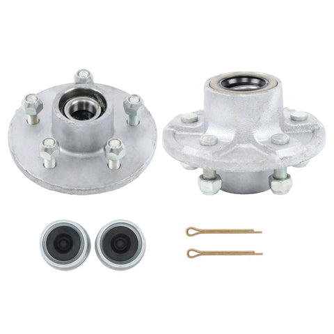 2 Pack Preassembled Galvanized Trailer Hub 5 Lug 4.5 Inch For 3500 Lb Spindle With Bearings And Seals Compatible With Spindle 84