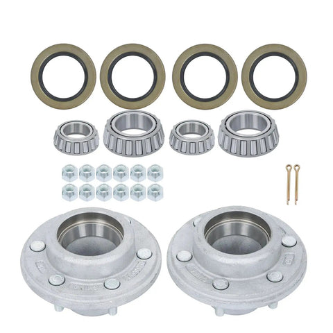 Galvanized Trailer Hub Kit 6 On 5.5 Inch Bolt Pattern For 5200 6000 Lb Spindle With Two Sets Of Five Piece Bearing Kits A Real Workhorse Wheel Hub Assembly