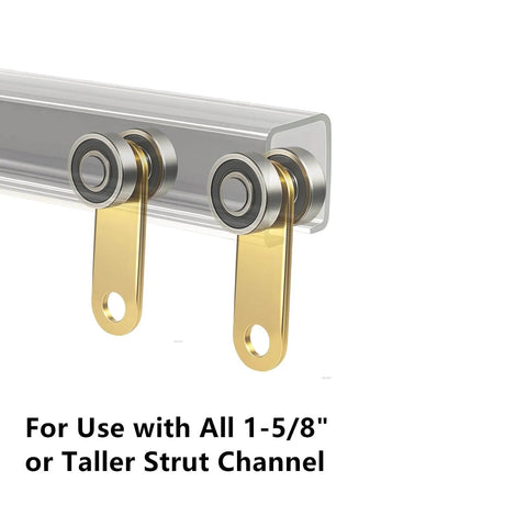 2 Wheel Trolley Assembly Rollers for 1-5/8 Inch & Taller Strut Channel shown in galvanized steel
