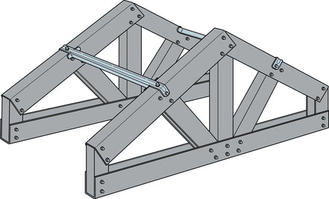 Diagram of a truss with Truss Spacer Restraint Kit For Quick Accurate Spacing During Sheathing Pro Grade Galvanized 22 Gauge Steel 25 1 2 Inch TSBR2 24 Easy Installation Spacers Stay In Place Pack Of 50 installed.