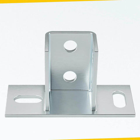 Four-pack U post base brackets for 1-5/8 inch strut channel provide secure floor ground mounting with galvanized carbon steel