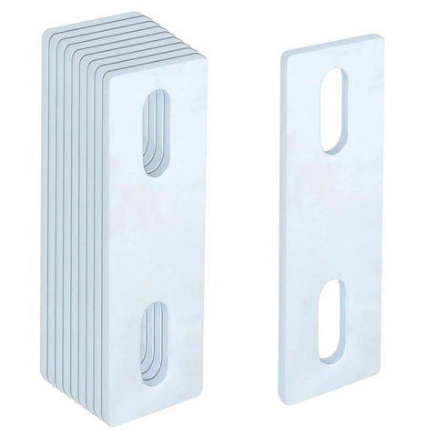 Ten pack galvanized washer plates reinforce U bolts and dock cleats, 1/8 inch thick, electro-galvanized steel, 4-1/2 x 1-1/2 inches