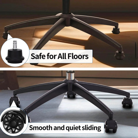 Heavy Duty Gaming Office Chair Base Replacement Set With Bottom Plate Stand Cylinder And 5 Wheels Bell Glides Black, 28 Inch Metal Base For Chair, Tilt Control Mechanism, Mounting Hole Spacing 10 By 6 Inches, Rust Resistant And Sturdy