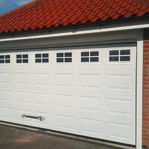 Garage Door Bottom Lift Handle Set Two Pack Galvanized Steel Rust Resistant Easy Install With 4 Screws Fits Most Doors on white garage door